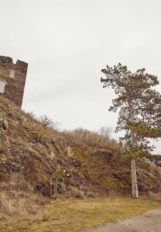 Wanderer an der Ruine Nollig | © Marco Rothbrust